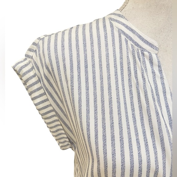 NWT Rag Poets 2 piece striped blue & white cropped pant &  cap sleeve top medium - Picture 7 of 16